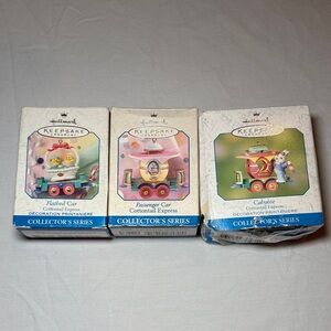 Hallmark Keepsake Ornaments Cottontail Express Set of 3 Series 3-5 EUC